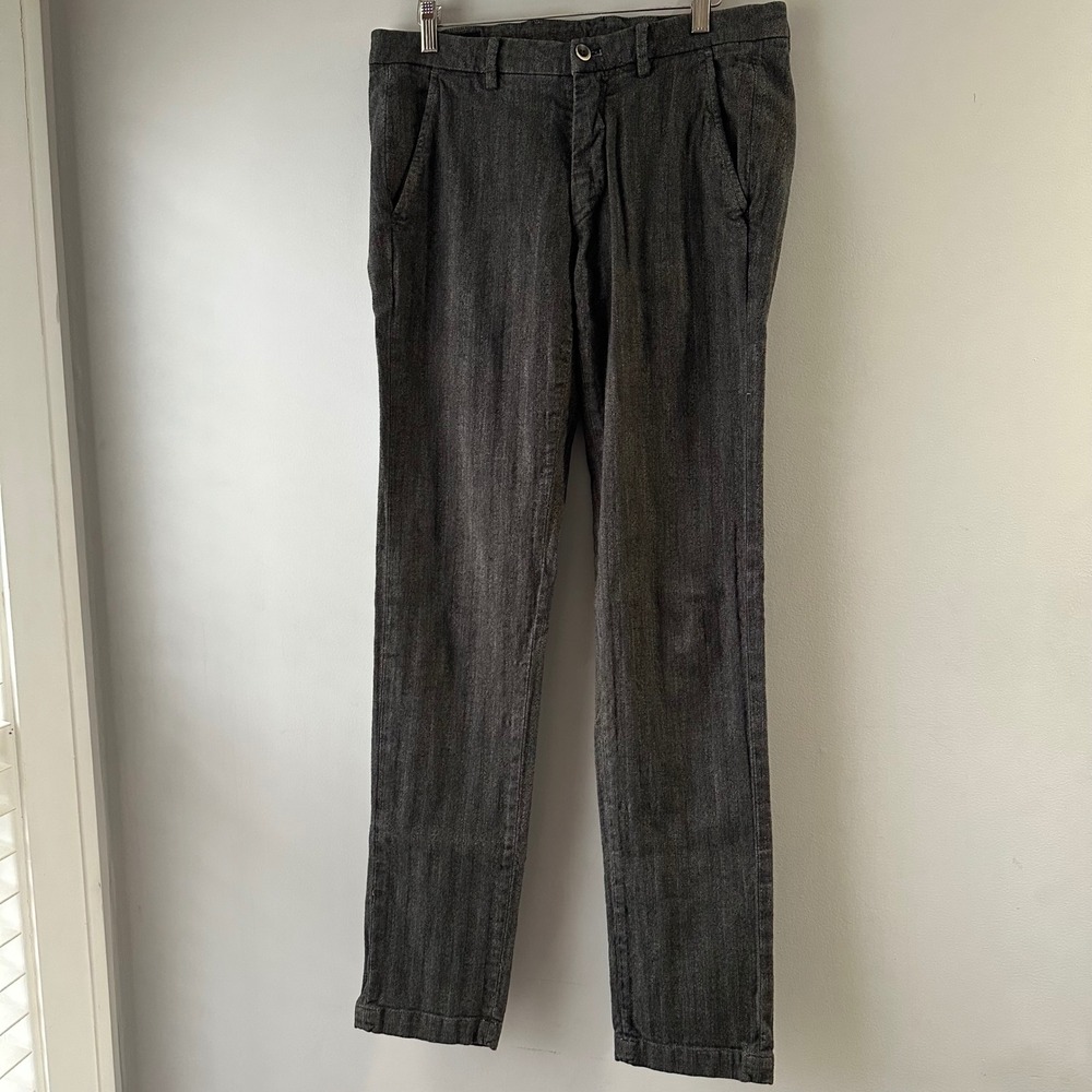 Mason's Torino Style Trousers Mens 34 Charcoal Grey‎ Excellent Herringbone Slim